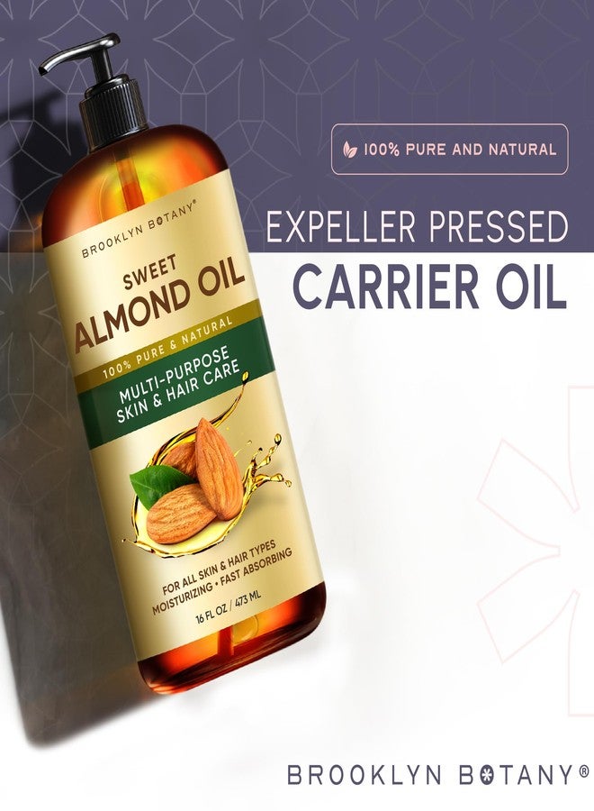 بروكلين بوتاني زيت اللوز الحلو من بروكلين بوتاني | للبشرة والشعر والوجه | 16 أونصة سائلة | نقي وطبيعي 100% | زيت ناقل للزيوت العطرية والعلاج بالروائح والتدليك | خالٍ من الهكسان - Image 2